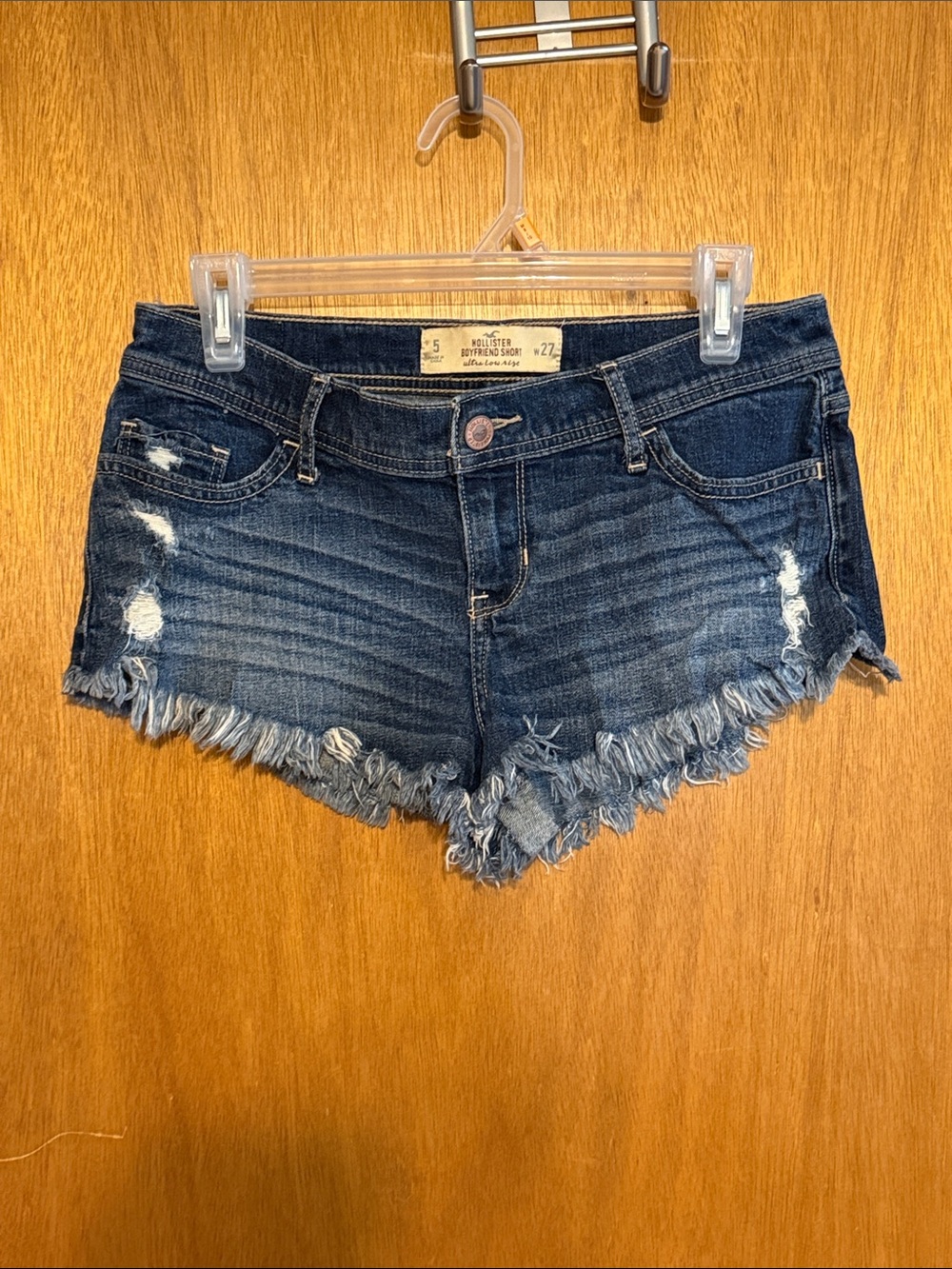Hollister Raw Hem Dark Indigo Denim Cutoff Shorts Like New Sz 5